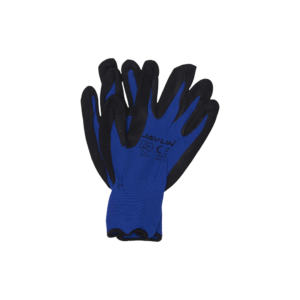 JAVLIN 13G BLUE NYLON LINER, FLEXI NITRILE COATING, BLACK SANDY FINISH, SIZES 7-  11